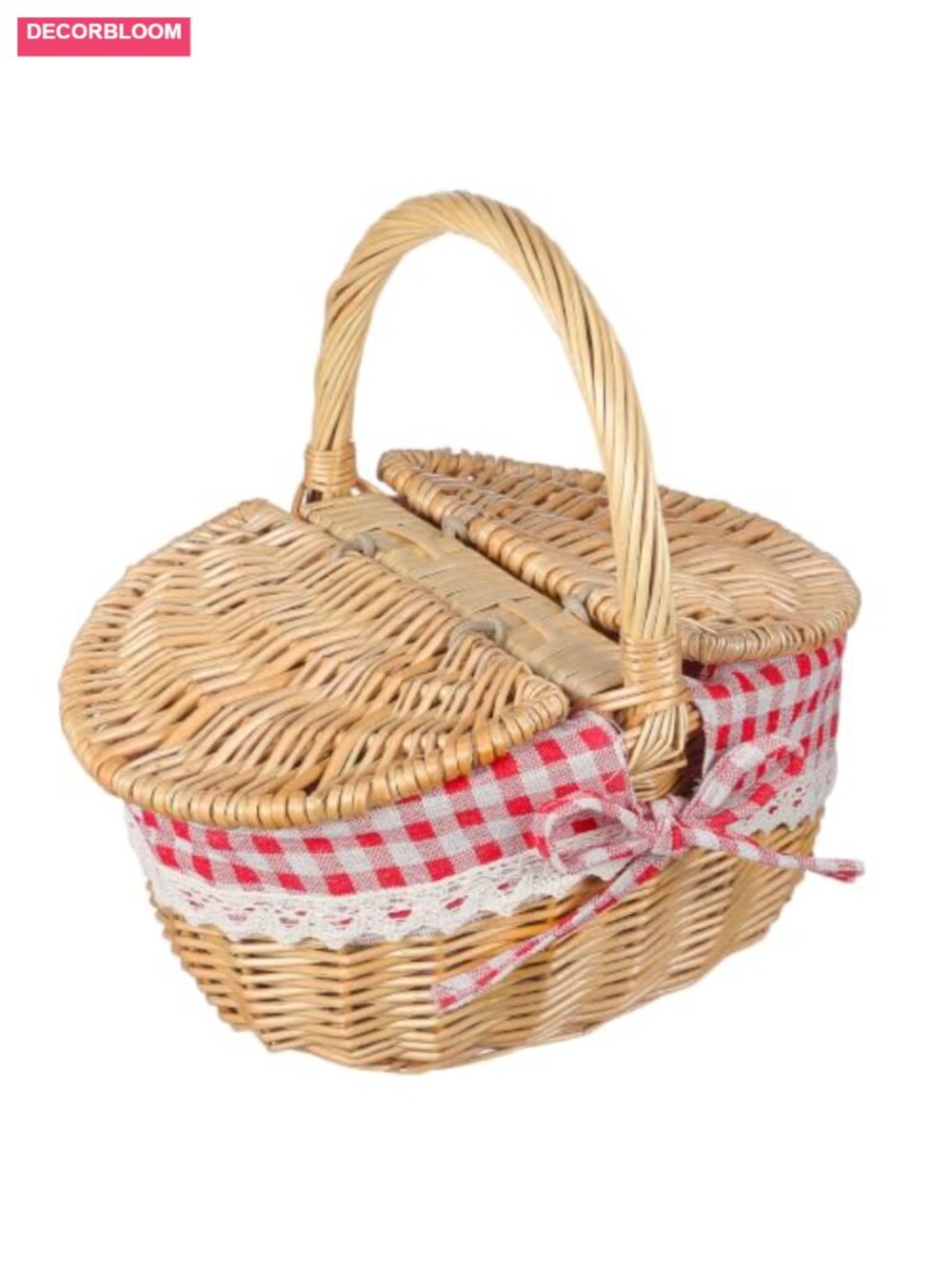 Wicker Picnic Basket Handwoven Storage Basket with Handles